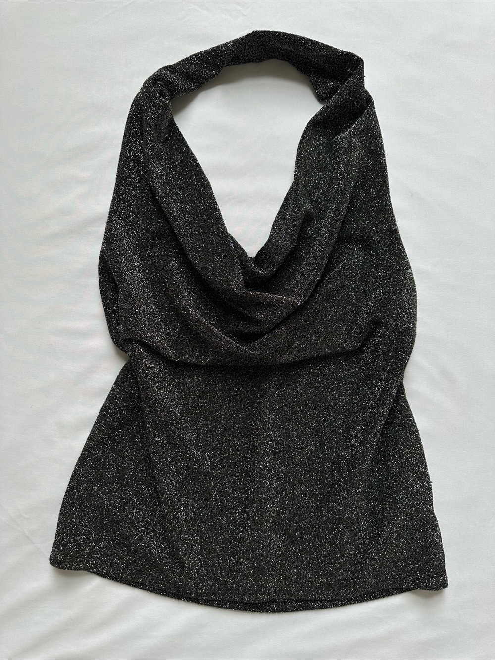 Express Black Glitter Halter Top - Picture 1 of 4